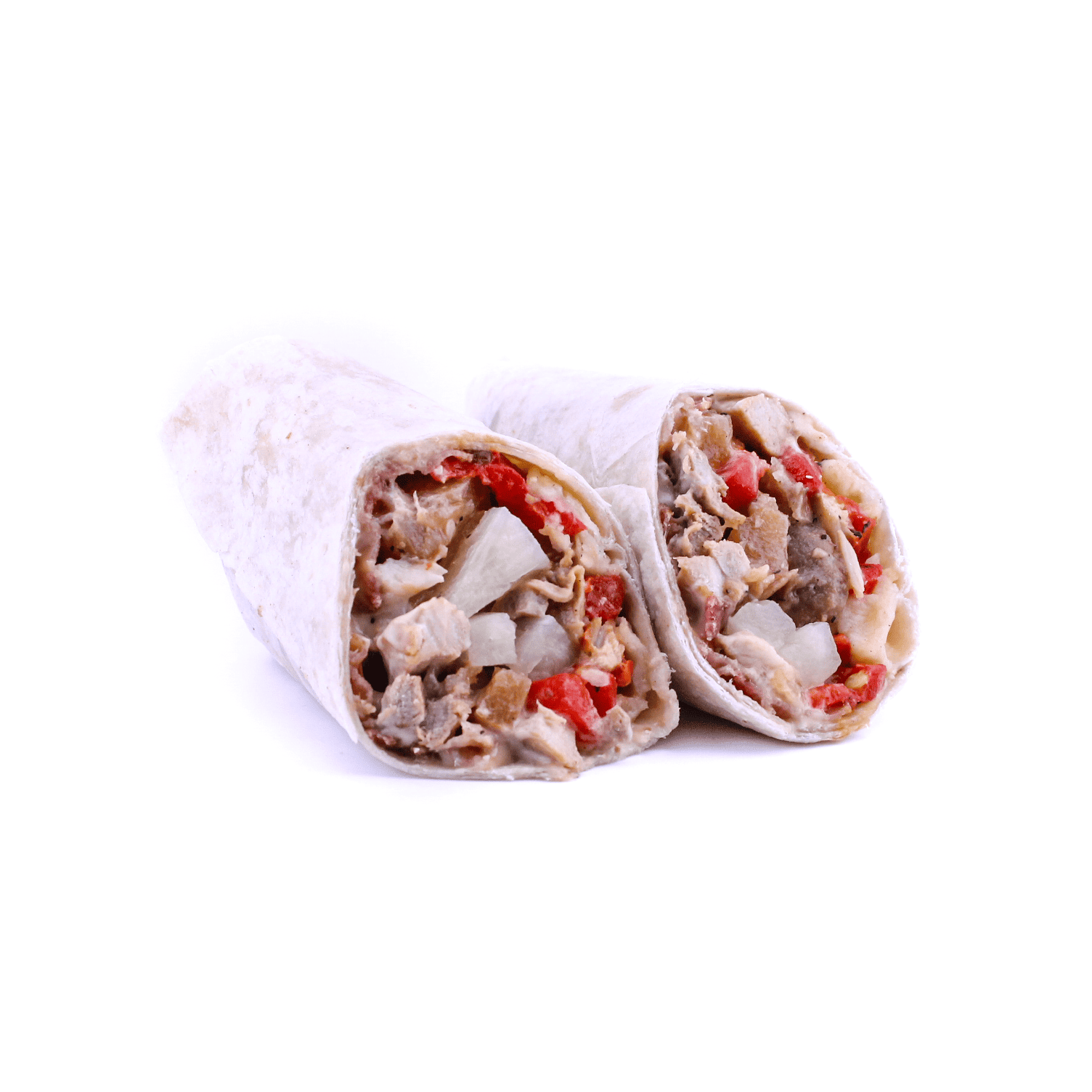 Aloha (Hot Wrap) - Teriyaki glazed chicken and pineapples, roasted red peppers, bacon, Swiss cheese, caramelized onion aioli wrapped in a flour tortilla