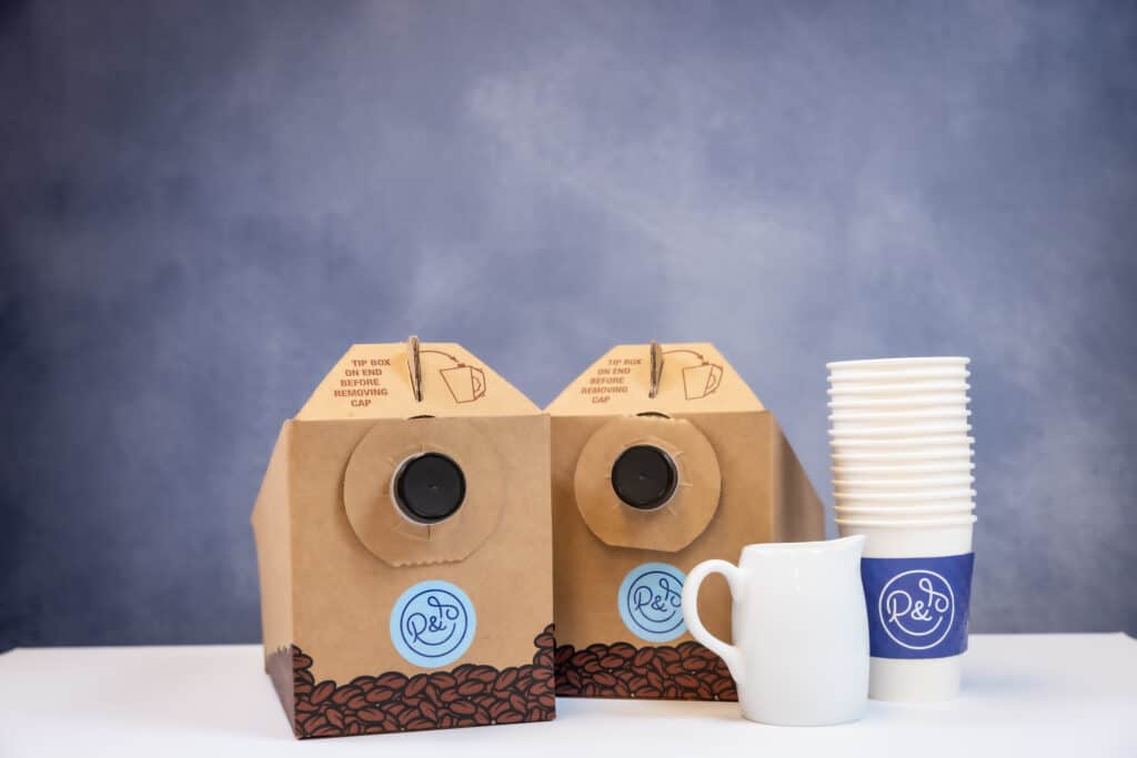 COFFEE SERVICE - Boxed caffeine beverages from coffee to tea, complete with milk and non-dairy options.